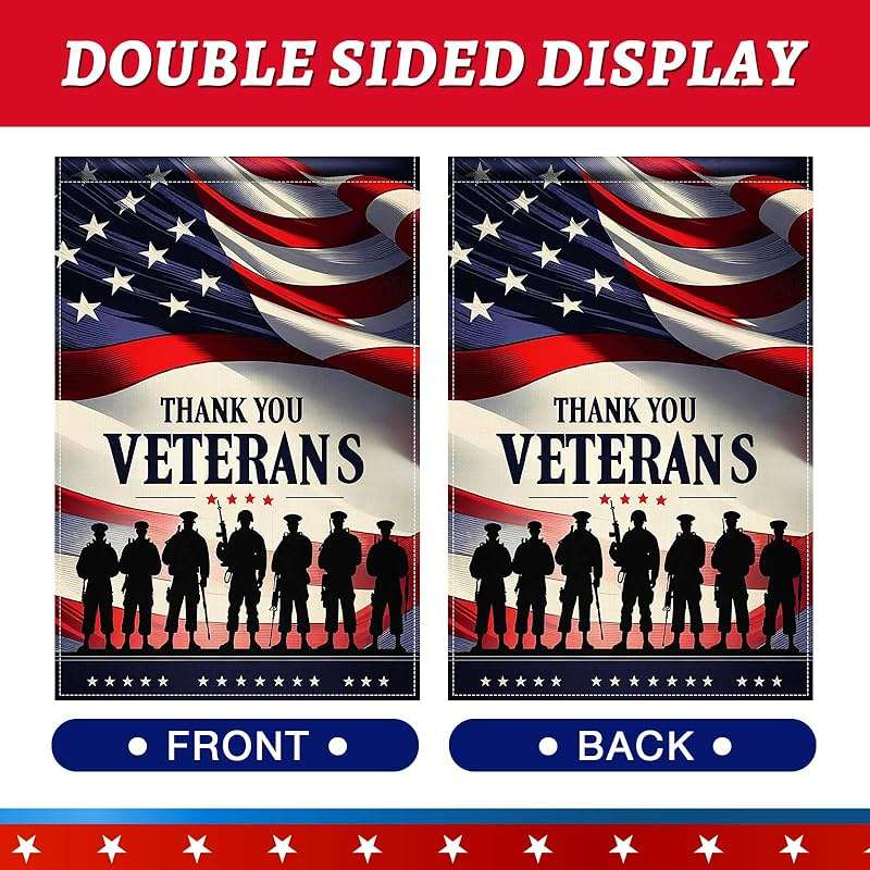 BlissYard 4th of July Independence Day Memorial Day Patriotic Thank You Veterans Garden Flag 12x18 Inch Double Sided, Veteran Yard Flag Outdoor Holiday Decorations - Image 7