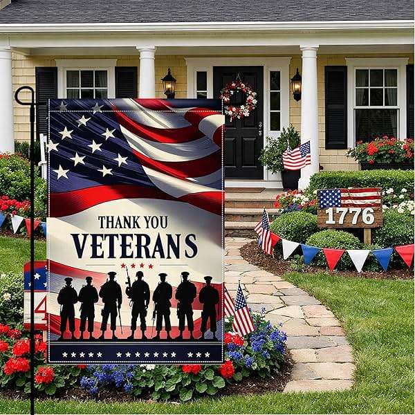 BlissYard 4th of July Independence Day Memorial Day Patriotic Thank You Veterans Garden Flag 12x18 Inch Double Sided, Veteran Yard Flag Outdoor Holiday Decorations - Image 8