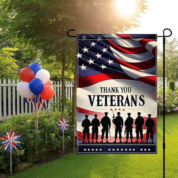 BlissYard 4th of July Independence Day Memorial Day Patriotic Thank You Veterans Garden Flag 12x18 Inch Double Sided, Veteran Yard Flag Outdoor Holiday Decorations - Image 9