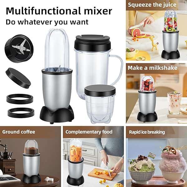 Panana Personal Drink Mixer Blender, Portable Blender for-Smoothies 18 Oz, Shakes, Food Prep, and Frozen Blending, Includes Blending Blade, Drink Lids and Extra 2 Cups - Image 3