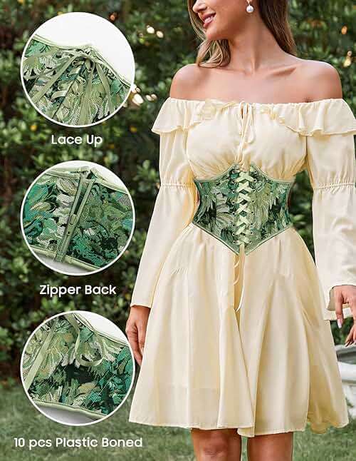Scarlet Darkness Corset Belt for Women Floral Lace Up Boned Underbust Corset Waist Belts - Image 4