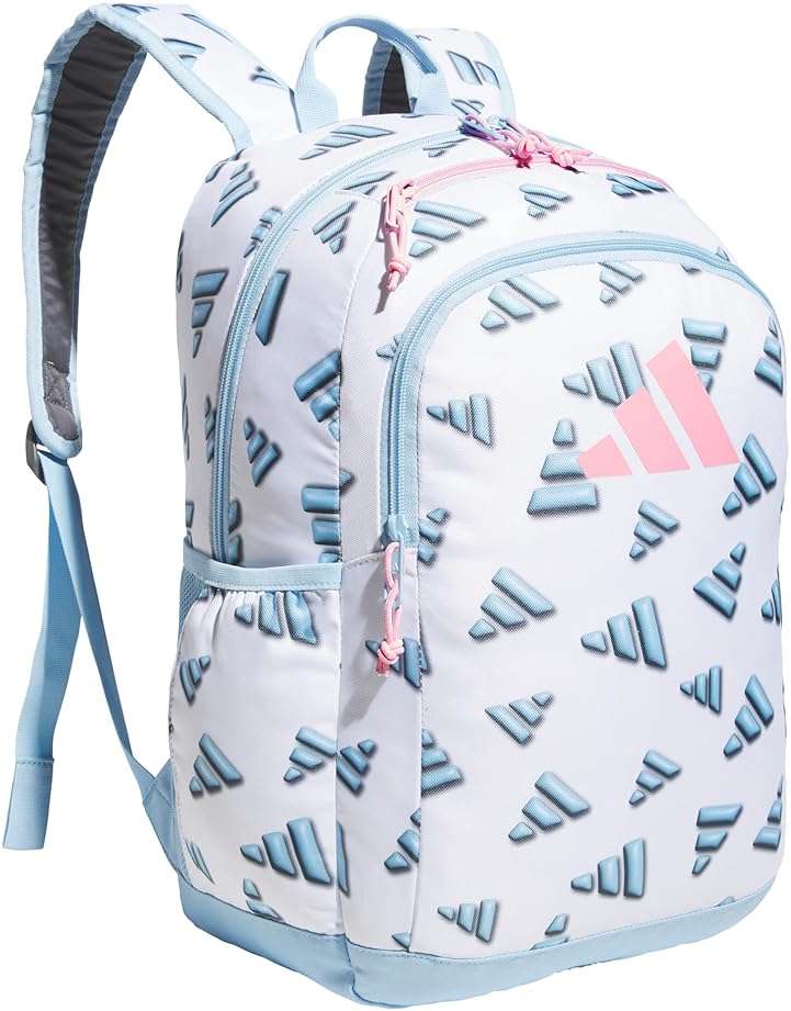 adidas Kids Affiliate Backpack – School Bag for Girls and Boys, 27L, 3D AOP White/Clear Sky Blue/Clear Pink, OSFA - Image 1