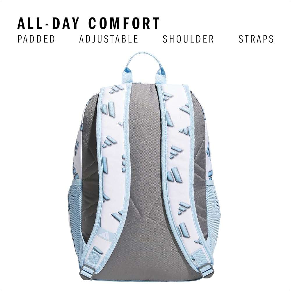 adidas Kids Affiliate Backpack – School Bag for Girls and Boys, 27L, 3D AOP White/Clear Sky Blue/Clear Pink, OSFA - Image 5