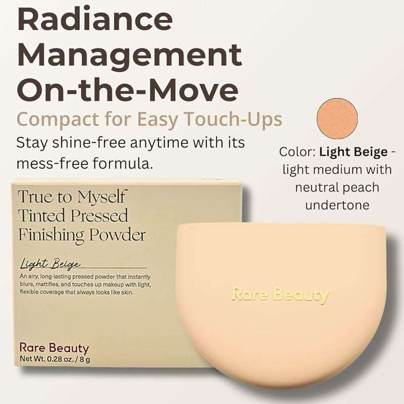 Rare Beauty True to Myself Tinted Pressed Talc-Free Finishing Powder - Light Beige - Light Medium with Neutral Peach Undertone - Image 5