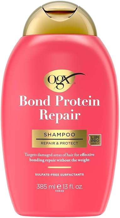 OGX Repair & Protect Bond Protein Repair Shampoo, Lightweight Hair Wash Cleanses & Targets Damaged Hair for Effective Bond Repair, Formulated without Parabens, 13 fl. oz - Image 1