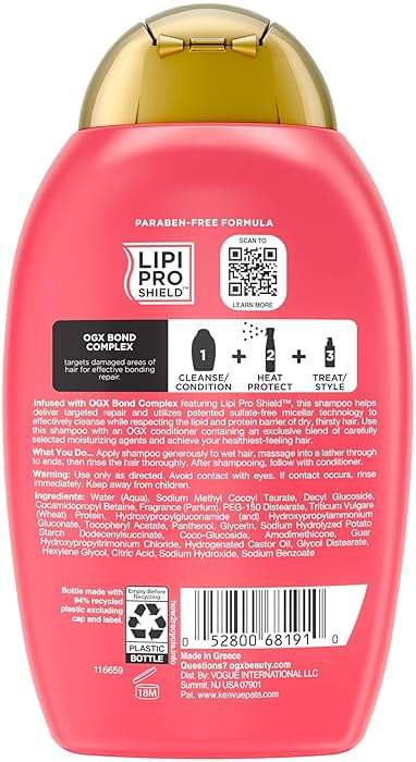 OGX Repair & Protect Bond Protein Repair Shampoo, Lightweight Hair Wash Cleanses & Targets Damaged Hair for Effective Bond Repair, Formulated without Parabens, 13 fl. oz - Image 6