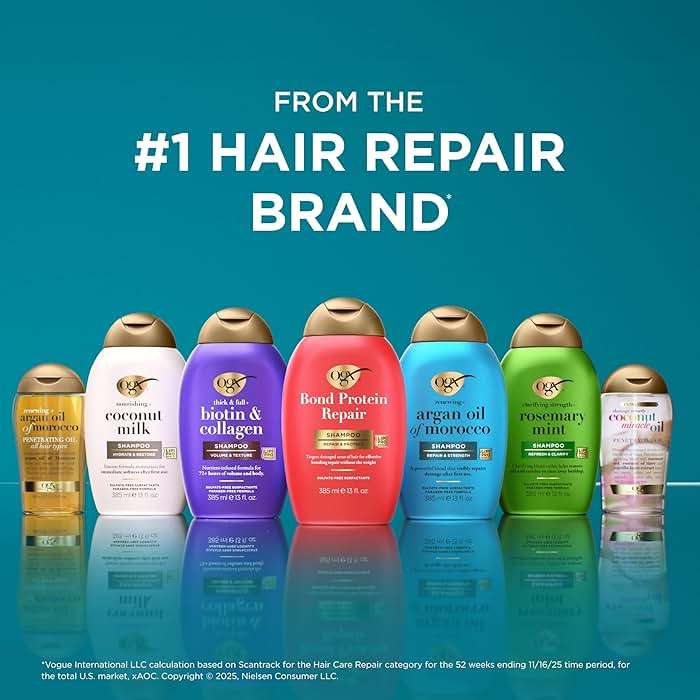 OGX Repair & Protect Bond Protein Repair Shampoo, Lightweight Hair Wash Cleanses & Targets Damaged Hair for Effective Bond Repair, Formulated without Parabens, 13 fl. oz - Image 8