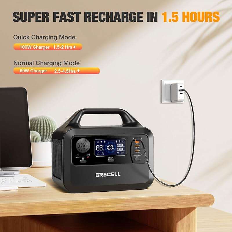GRECELL 330W Portable Power Station with 100W Solar Panel, 288.6Wh Portable Power Station 330W Solar Generator AC Outlets, Backup for Outdoor Camping, Trip, Power Outage - Image 4