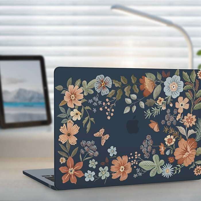iCasso for MacBook Air 13 inch Case M5 2026 2025-2022 M4 M3 M2 Model A3449 A3240 A3113 A2681,[Ultra Thin Armor][100% Match Midnight], Air 13.6'' Flower Crystal Clear Hard Shell Cover, Midnight - Image 7