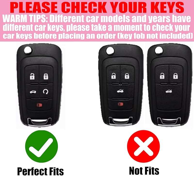 YIKECASE Key Fob Cover with Diamond Keychain for Women, Car Key Holder Compatible with Chevy Cruze Camaro Malibu Equinox Impala GMC Buick Encore Regal Flip Folding Protector, 5 Buttons (Pink-Heart) - Image 3