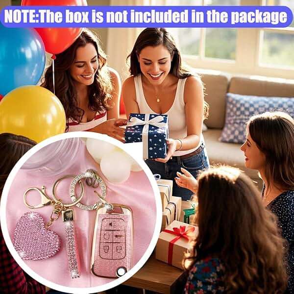YIKECASE Key Fob Cover with Diamond Keychain for Women, Car Key Holder Compatible with Chevy Cruze Camaro Malibu Equinox Impala GMC Buick Encore Regal Flip Folding Protector, 5 Buttons (Pink-Heart) - Image 7
