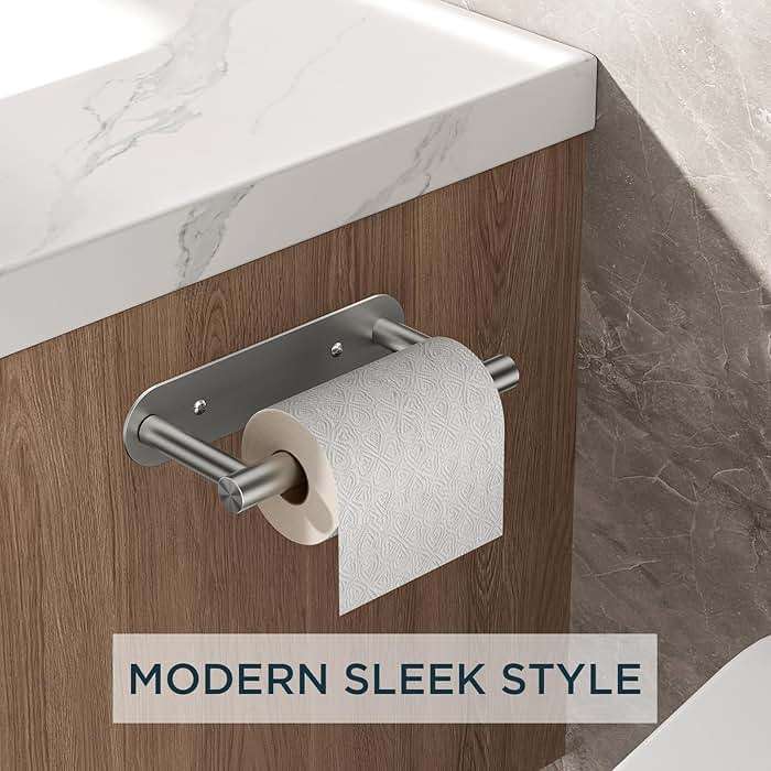FORIOUS Toilet Paper Holder, Adhesive or Screw Wall Mount Pivoting Tissue Roll Holder for Bathroom, Stainless Steel Rustproof Self Adhesive Toilet Paper Roll Holder no Drilling, Brushed Nickel - Image 4