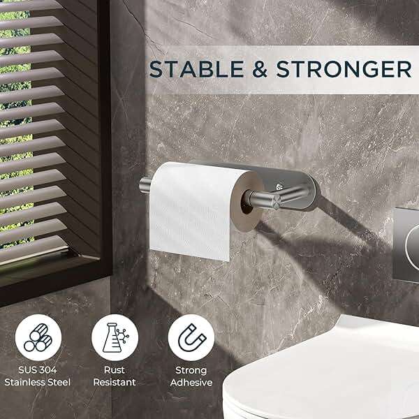 FORIOUS Toilet Paper Holder, Adhesive or Screw Wall Mount Pivoting Tissue Roll Holder for Bathroom, Stainless Steel Rustproof Self Adhesive Toilet Paper Roll Holder no Drilling, Brushed Nickel - Image 6