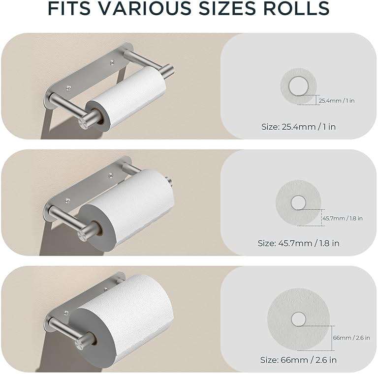 FORIOUS Toilet Paper Holder, Adhesive or Screw Wall Mount Pivoting Tissue Roll Holder for Bathroom, Stainless Steel Rustproof Self Adhesive Toilet Paper Roll Holder no Drilling, Brushed Nickel - Image 7