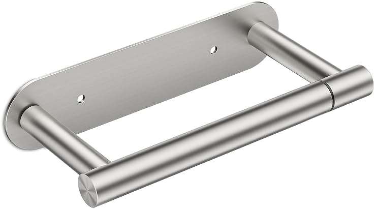 FORIOUS Toilet Paper Holder, Adhesive or Screw Wall Mount Pivoting Tissue Roll Holder for Bathroom, Stainless Steel Rustproof Self Adhesive Toilet Paper Roll Holder no Drilling, Brushed Nickel - Image 8