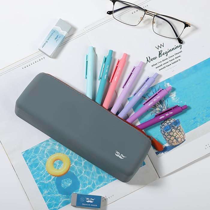 Mr. Pen- Silicone Pencil Case Pouch, Slate Blue, Aesthetic Triangular Design, Multipurpose, Aesthetic Pencil Case Small, Silicone Makeup Bag, Back to School Supplies - Image 8