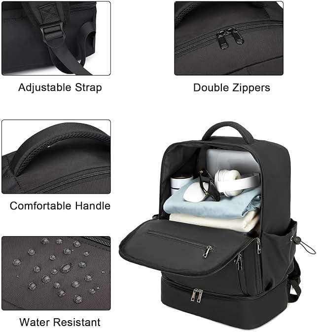 seyfocnia Gym Backpack for Men, Lightweight Sports Back pack With Shoe Compartment, Waterproof Gym Bag Workout Trainning Rucksack Casual Travel Daypack-Black - Image 3