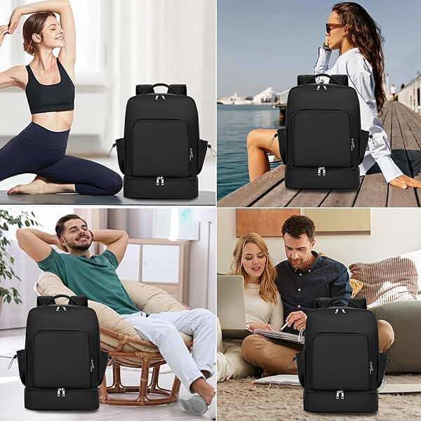 seyfocnia Gym Backpack for Men, Lightweight Sports Back pack With Shoe Compartment, Waterproof Gym Bag Workout Trainning Rucksack Casual Travel Daypack-Black - Image 6