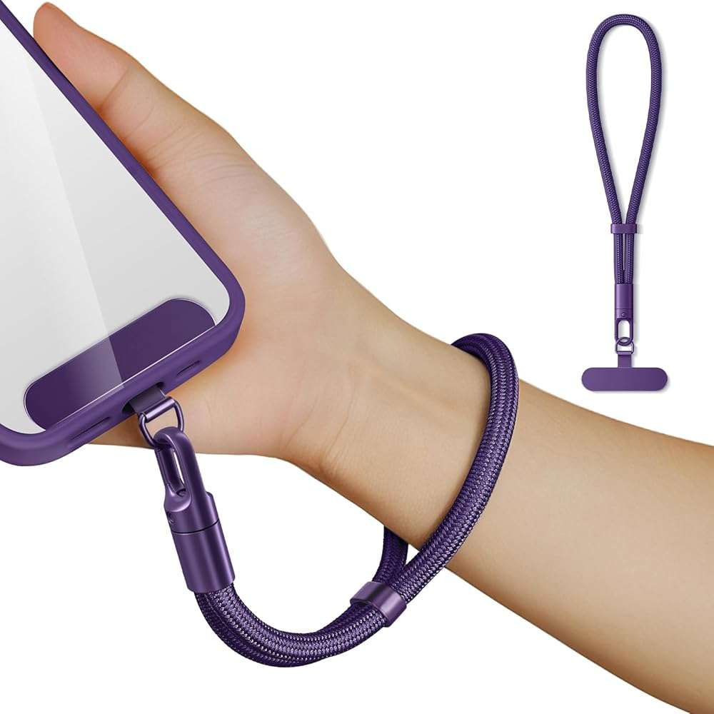 saxsion Lanyard for Phone, Self-Locking Phone Wrist Strap with 0.4mm Ultra-Thin Clip & 360° Hook, Anti-Drop Strap (Purple) - Image 1