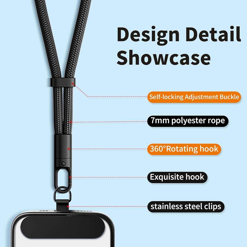 saxsion Lanyard for Phone, Self-Locking Phone Wrist Strap with 0.4mm Ultra-Thin Clip & 360° Hook, Anti-Drop Strap (Purple) - Image 7