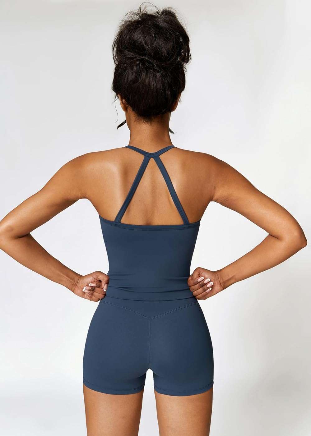 QBGJTD Two Piece Workout Sets For Women Tank Top Matching High Waist Booty Lifting Shorts Gym Yoga Active Wear Outfits - Image 3