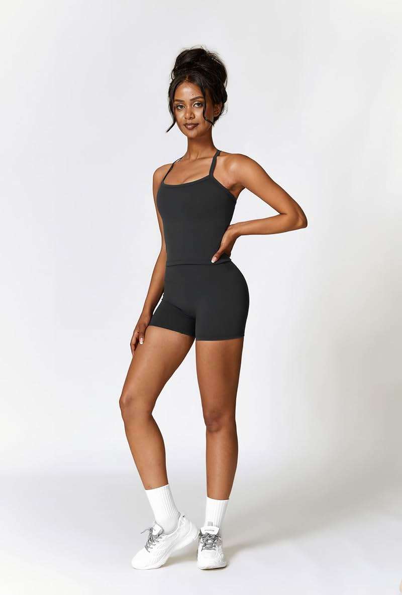 QBGJTD Two Piece Workout Sets For Women Tank Top Matching High Waist Booty Lifting Shorts Gym Yoga Active Wear Outfits - Image 5