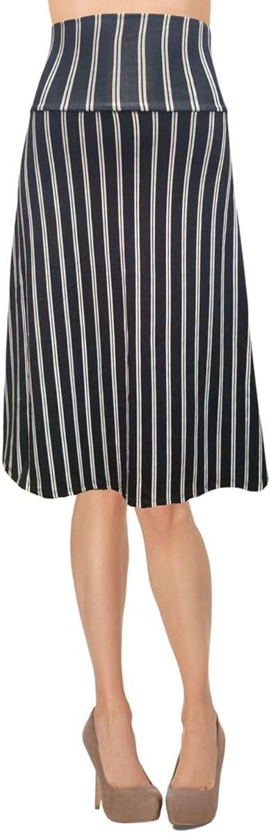 ShopMyTrend Women's A-Line Foldover Lightweight Flare Midi Pull On Closure Skirt - Image 2
