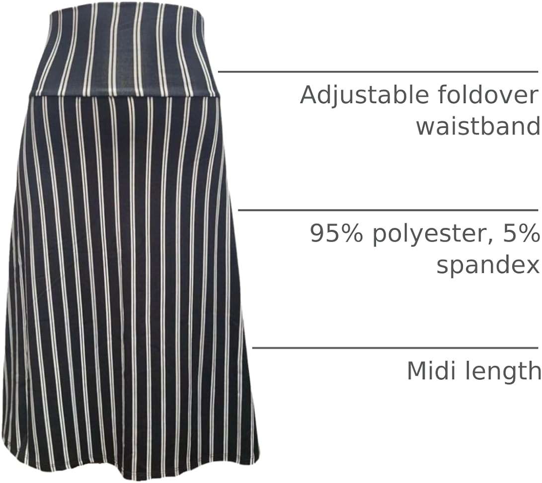 ShopMyTrend Women's A-Line Foldover Lightweight Flare Midi Pull On Closure Skirt - Image 4