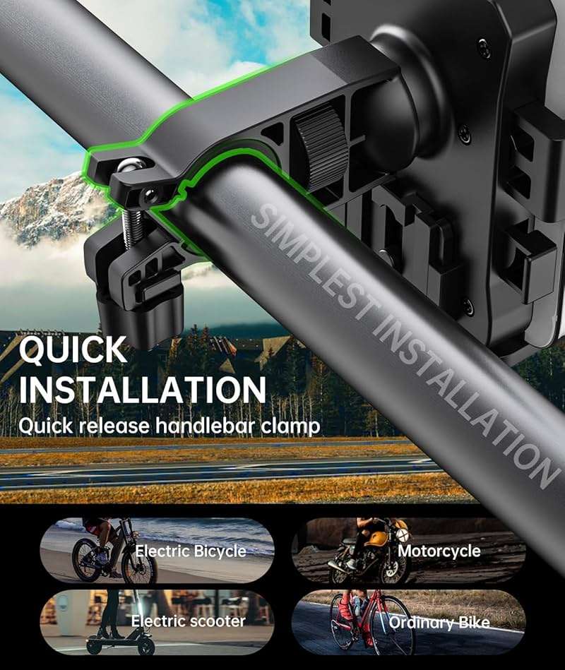 amzluv Bike Phone Holder Mount, Secure Handlebar Phone Mount Holder for Bike and Motorcycle, Suitable for iPhone and 4.5-6.8" Smartphones, Black - Image 3