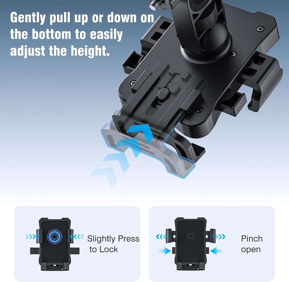 amzluv Bike Phone Holder Mount, Secure Handlebar Phone Mount Holder for Bike and Motorcycle, Suitable for iPhone and 4.5-6.8" Smartphones, Black - Image 6