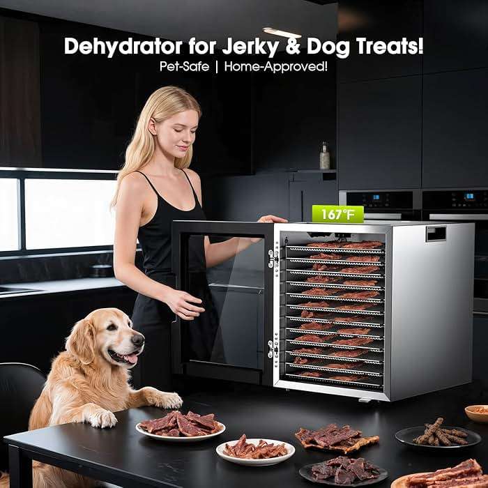 Food Dehydrator, 12 Stainless Steel Trays in 850W Dehydrator Machine, 48 Hour Digital Timer and 165°F Temperature Adjustable, Food Dryer for Jerky, Dog Treats, Meat, Fruit, Herbs - Image 2