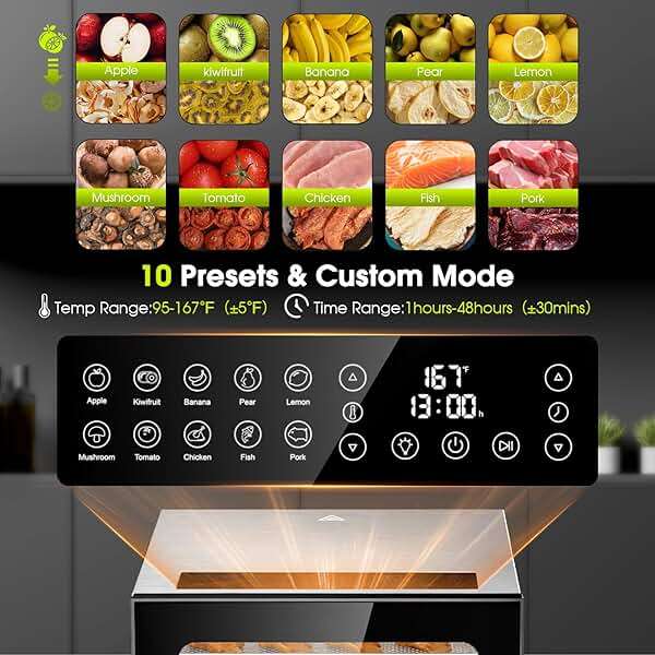 Food Dehydrator, 12 Stainless Steel Trays in 850W Dehydrator Machine, 48 Hour Digital Timer and 165°F Temperature Adjustable, Food Dryer for Jerky, Dog Treats, Meat, Fruit, Herbs - Image 4
