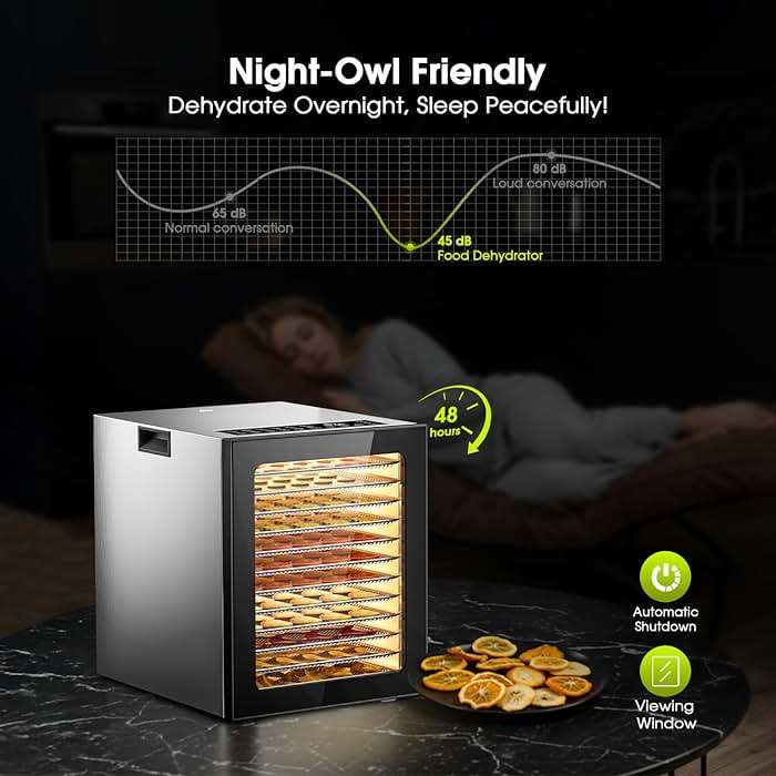 Food Dehydrator, 12 Stainless Steel Trays in 850W Dehydrator Machine, 48 Hour Digital Timer and 165°F Temperature Adjustable, Food Dryer for Jerky, Dog Treats, Meat, Fruit, Herbs - Image 8