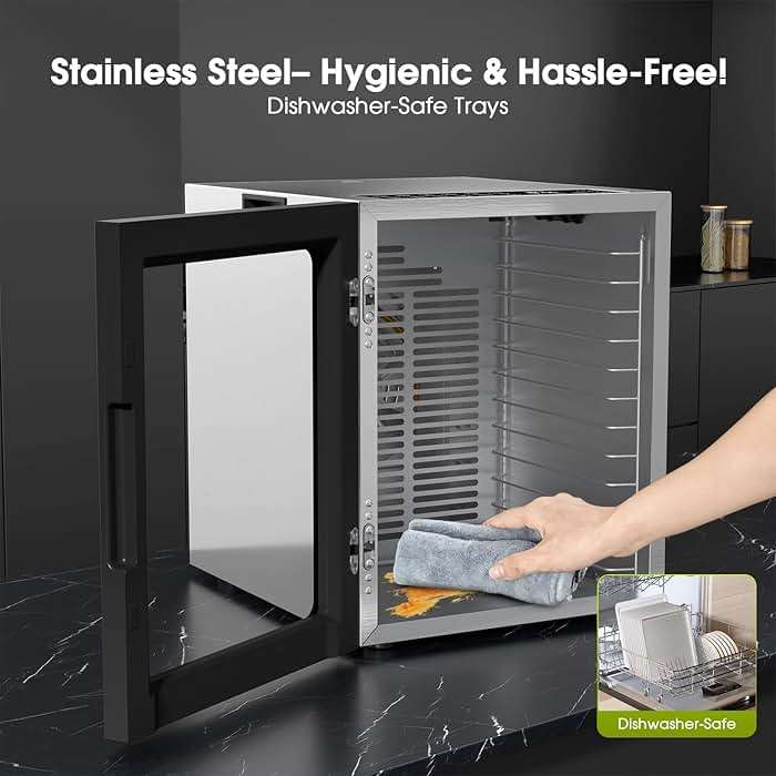 Food Dehydrator, 12 Stainless Steel Trays in 850W Dehydrator Machine, 48 Hour Digital Timer and 165°F Temperature Adjustable, Food Dryer for Jerky, Dog Treats, Meat, Fruit, Herbs - Image 9
