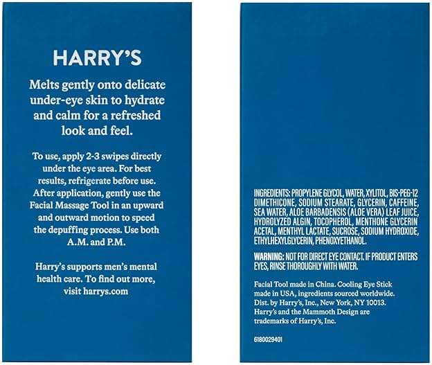 Harry's Cooling Eye Kit for Men - Gua Sha Depuffing Facial Massage Tool and Cooling Eye Stick - Image 2