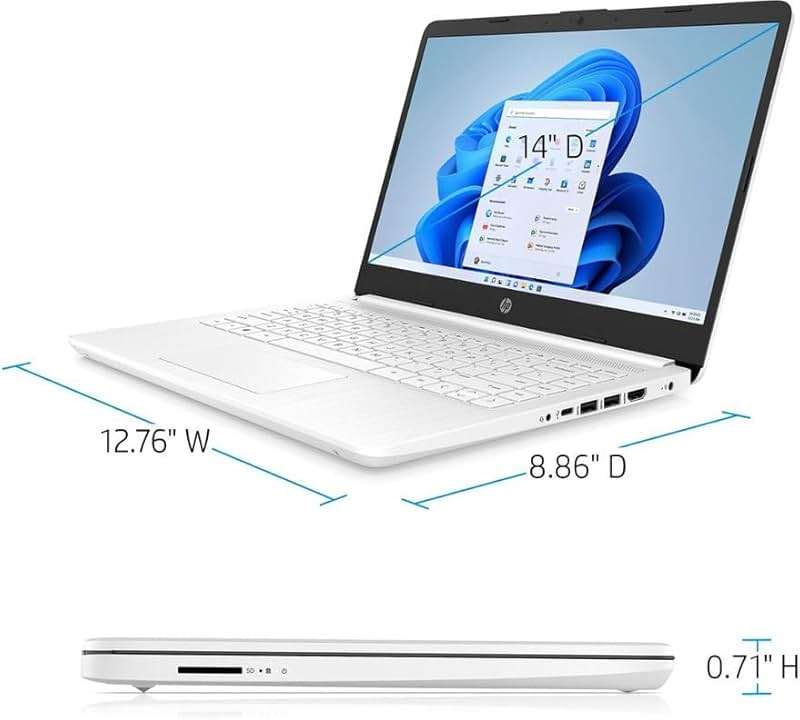 HP 14" Business & Student Laptop Computer with Microsoft Office 365 Included, Intel Quad-Core Processor, 1TB Storage (64GB eMMC+1TB OneDrive), 8GB RAM, Windows 11, PLUSERA Earphones, White - Image 7