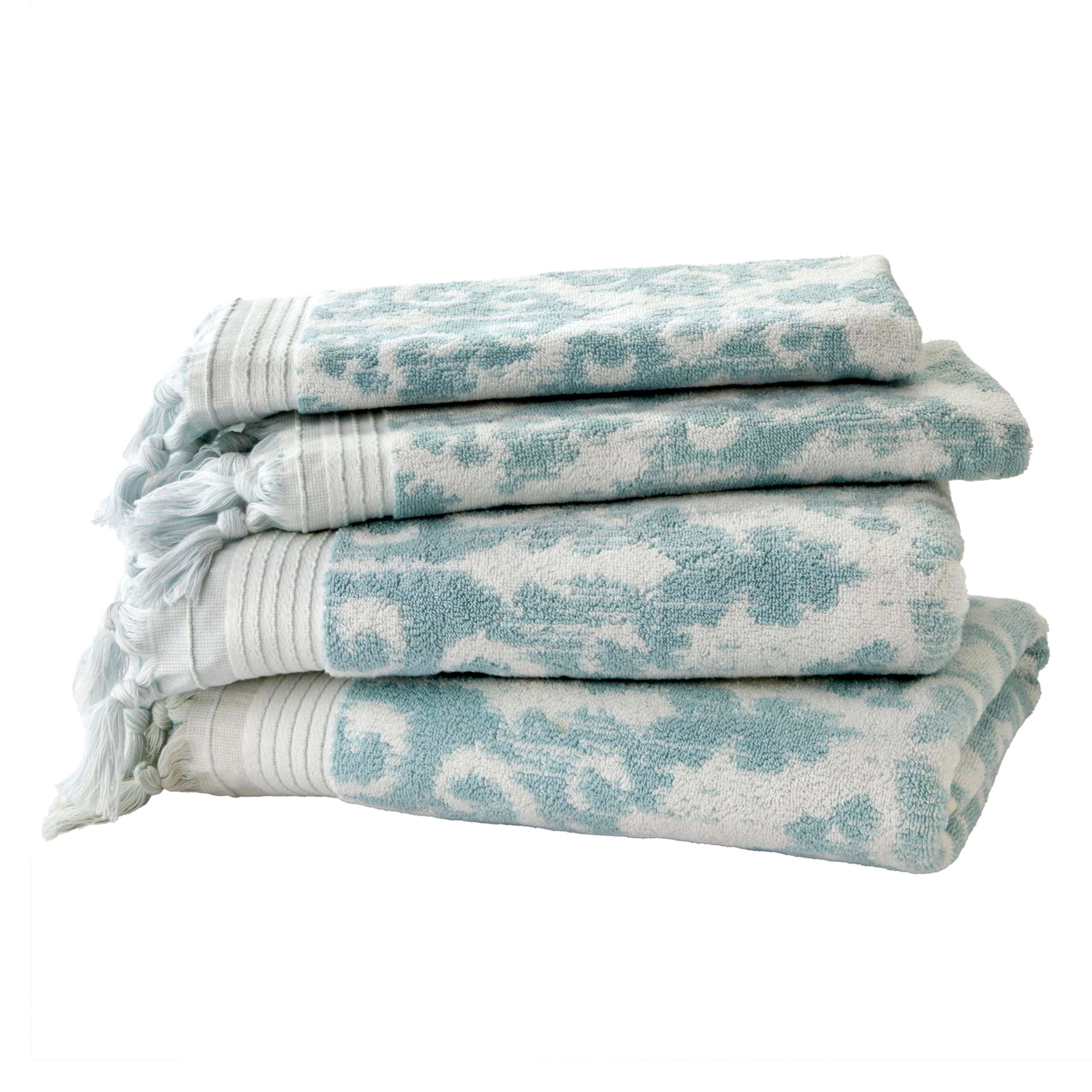SKL Home Mirage Fringe 2 Bath, 2 Hand Towel Set, Aqua - Image 1