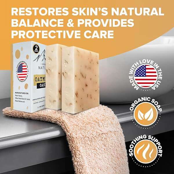 iHeart Gentle Moisture Oatmeal Eczema Soap (2 Packs) with Olive Oil and Shea Butter - Hydrating, Nourishing, Cleansing, and Soothing for Sensitive Skin - Infused with Honey, Oats, and Rosemary - Image 4