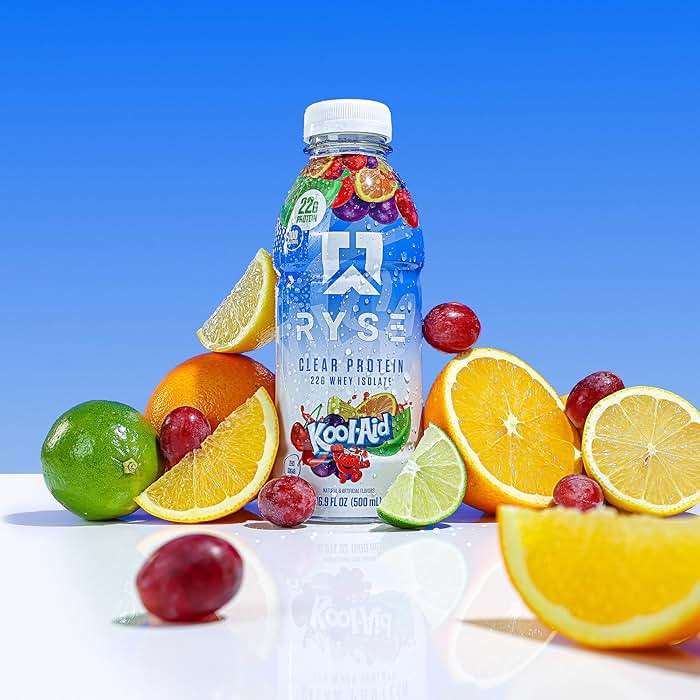 RYSE Clear Protein Drink - Kool-Aid Tropical Punch - 100 Calories, 22g Whey Isolate Protein Shake, Sugar-Free, 0g Fat & Lactose-Free - Refreshing Ready-to-Drink Beverage - 16.9 fl oz Bottles (12-Pack) - Image 5