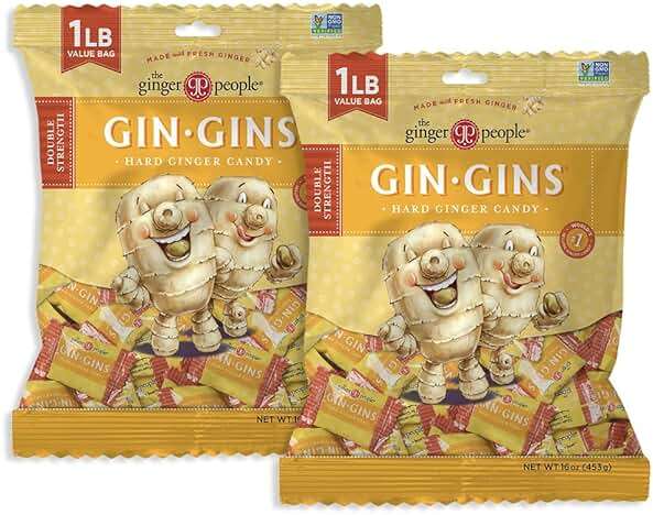 GIN GINS Double Strength Ginger Hard Candy – Natural Ginger Candy by The Ginger People – Individually Wrapped Healthy Candy – Double Strength Flavor – Large 1 lb Bag (16oz) – Pack of 2 - Image 1