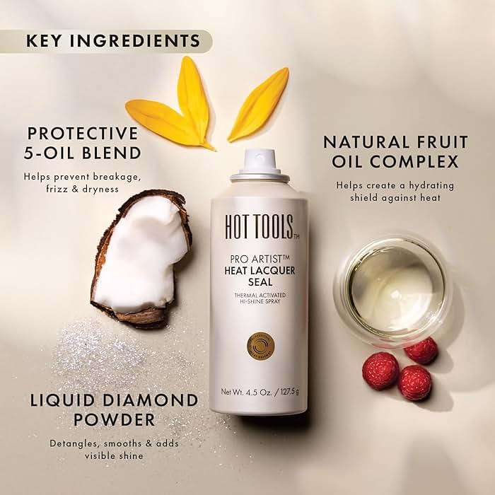 HOT TOOLS Heat Protectant Hi-Shine Spray | Instantly Makes Hair Shinier, Minimizes Frizz & Gives Hair a Lacquered Finish | Protects Hair from Heat Damage without Use of Silicones - Image 3