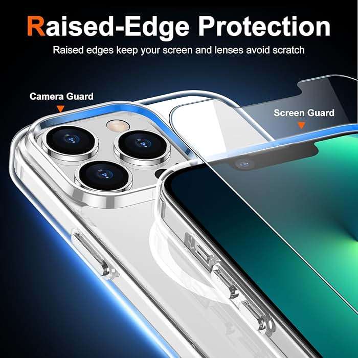 Temdan for iPhone 13 Pro Max Case Clear with Screen Protector, Compatible with Magsafe, Anti-Yellowing, Military-Grade Protection, Shockproof Slim Magnetic Phone Case Cover, Transparen - Image 5