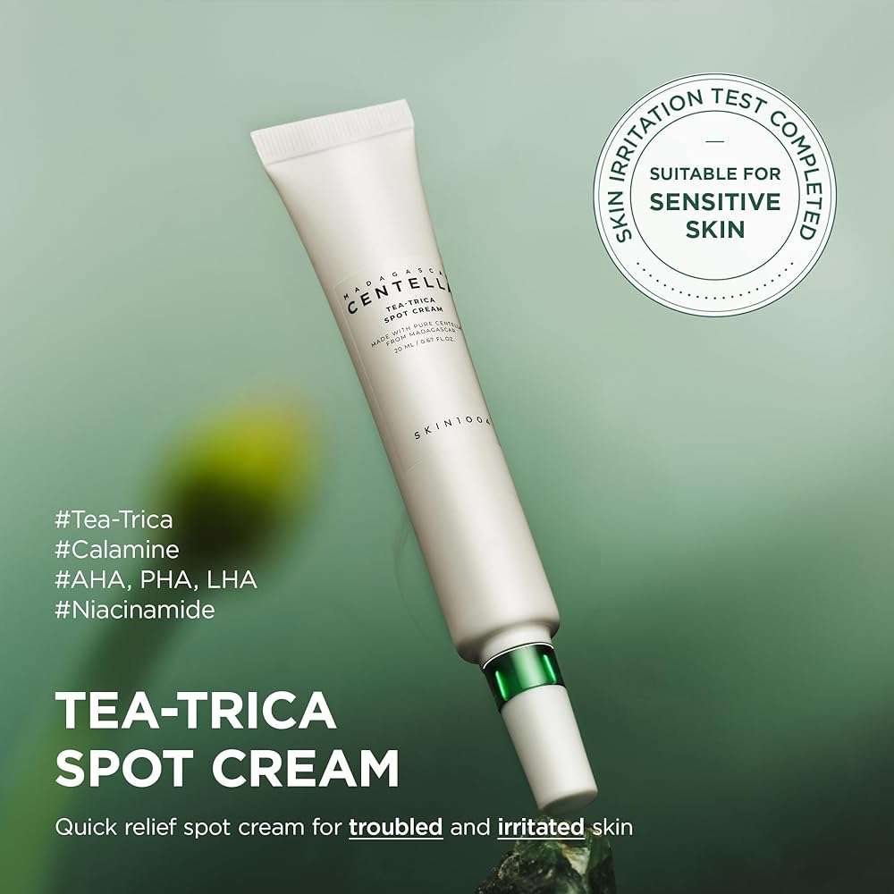 SKIN1004 Tea-Trica Spot Cream, Spot Treatment with Centella Asiatica & Tea Tree, Face Moisturizer for Soothing Targeted Areas, Cica Cream for Clear-looking Skin, Korean Skin Care, 0.67 fl.oz / 20ml - Image 2