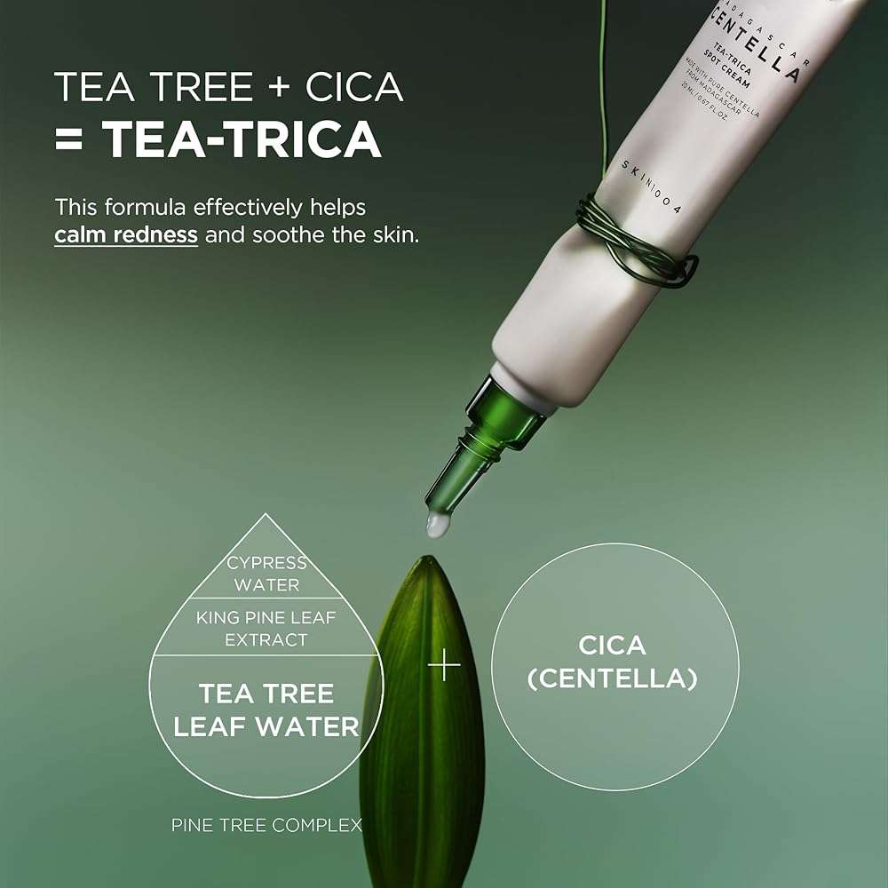 SKIN1004 Tea-Trica Spot Cream, Spot Treatment with Centella Asiatica & Tea Tree, Face Moisturizer for Soothing Targeted Areas, Cica Cream for Clear-looking Skin, Korean Skin Care, 0.67 fl.oz / 20ml - Image 3