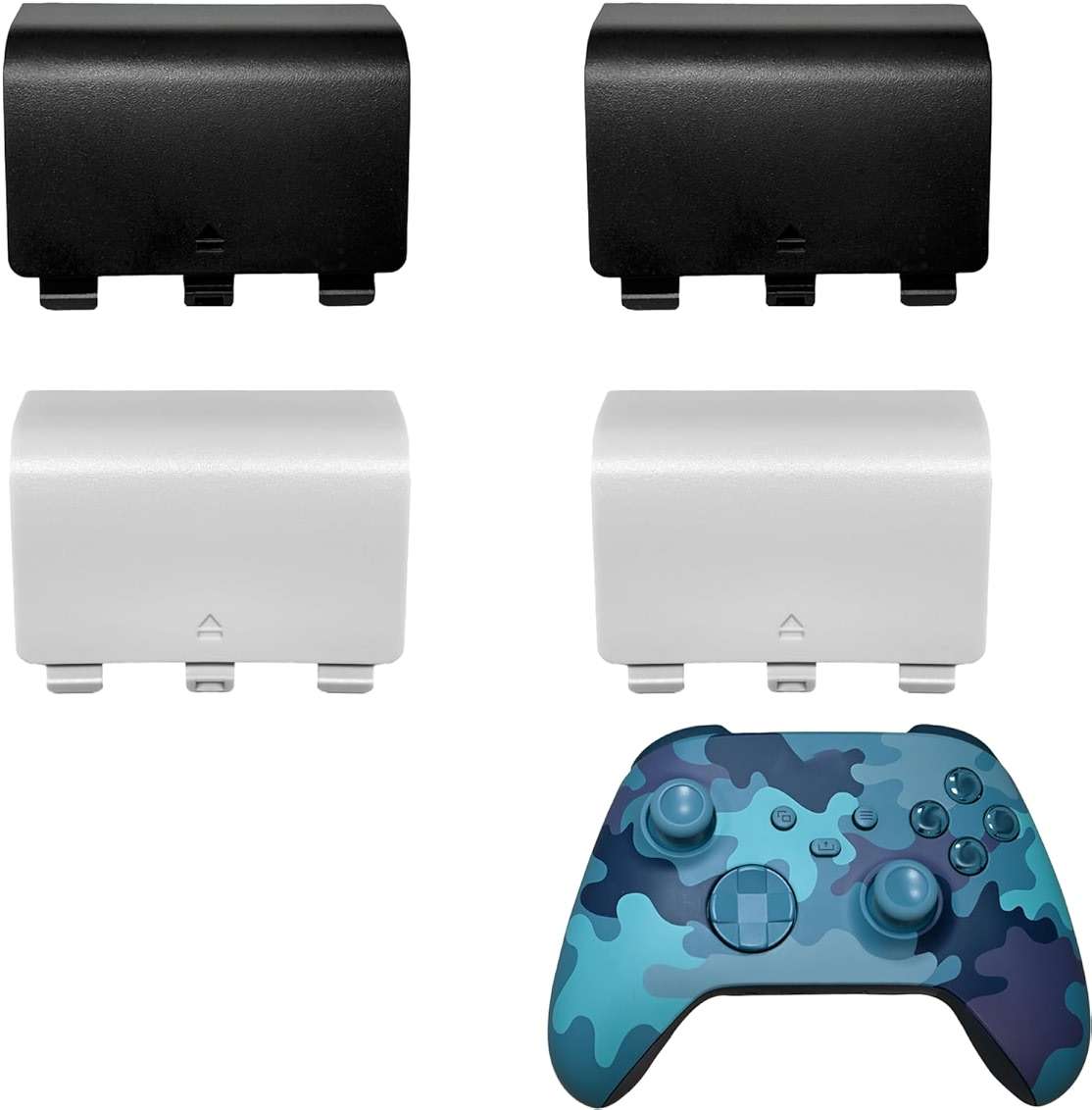 Battery Back Cover for Xbox Series S/X Controller, Battery Cover Door for Xbox Series S/X Controller, Battery Back Shell Repair Part Compatible with Xbox Series X/Series S Controller(2Black+2White) - Image 1