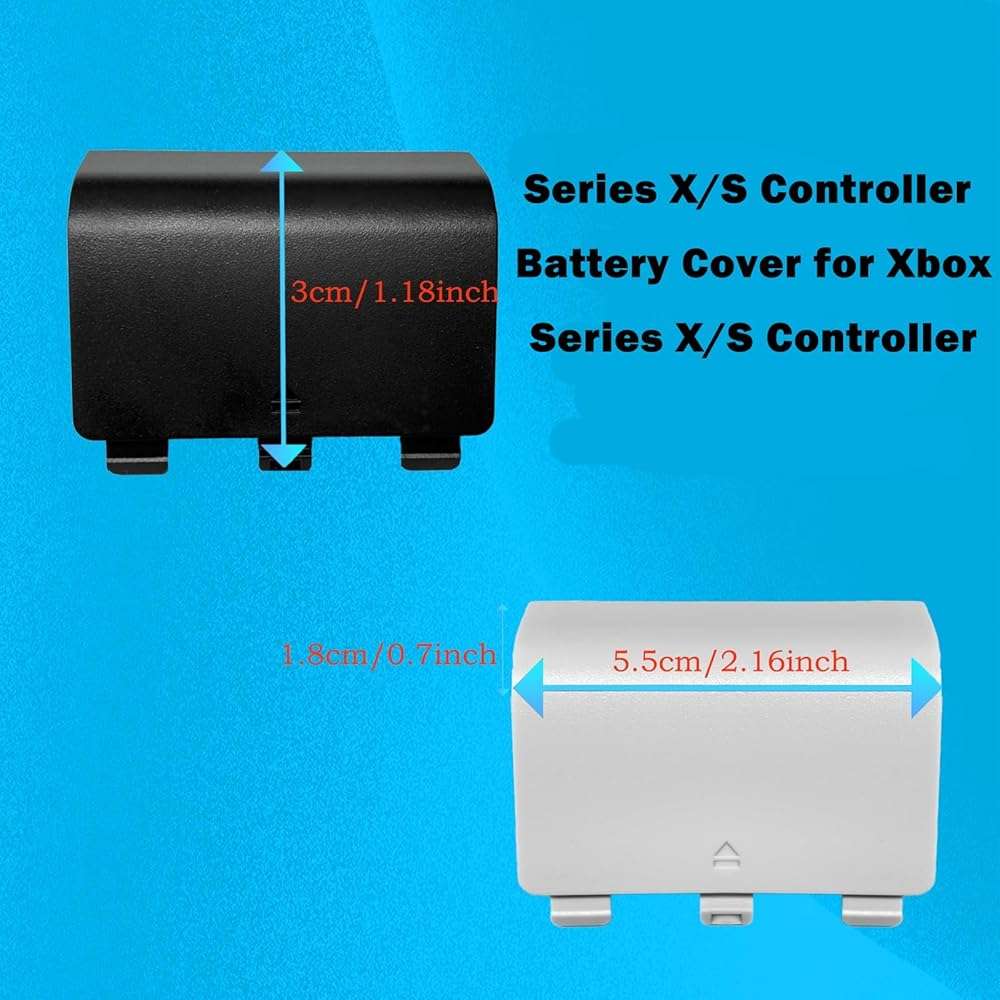 Battery Back Cover for Xbox Series S/X Controller, Battery Cover Door for Xbox Series S/X Controller, Battery Back Shell Repair Part Compatible with Xbox Series X/Series S Controller(2Black+2White) - Image 3