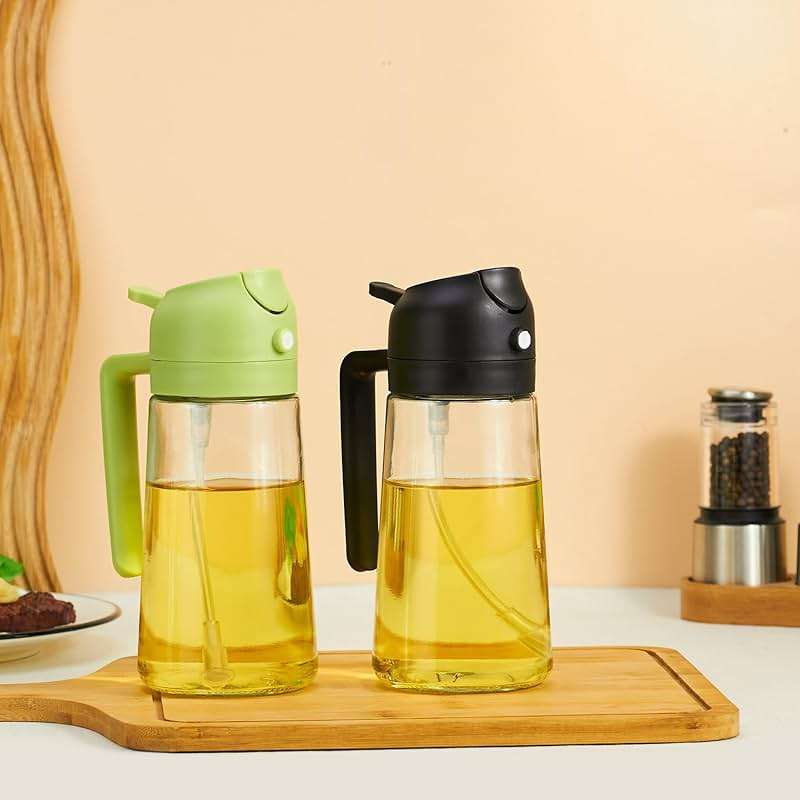 Olive Oil Sprayer Mister for Cooking,Olive Oil Dispenser Bottle 2 IN 1,17oz Oil Mister Spray Bottle,Premium Glass Oil Spritzer Bottle for Kitchen Air Fryer,Baking,Salad,Grilling,BBQ (Black 1 Pack) - Image 2
