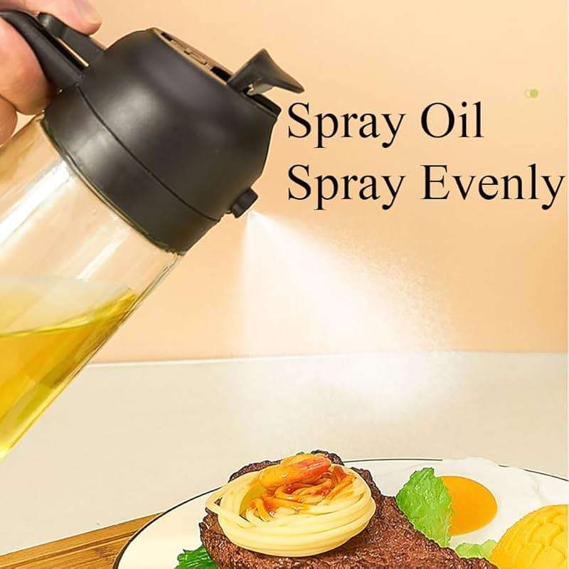 Olive Oil Sprayer Mister for Cooking,Olive Oil Dispenser Bottle 2 IN 1,17oz Oil Mister Spray Bottle,Premium Glass Oil Spritzer Bottle for Kitchen Air Fryer,Baking,Salad,Grilling,BBQ (Black 1 Pack) - Image 4