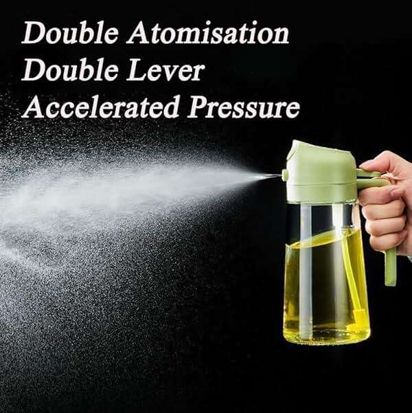 Olive Oil Sprayer Mister for Cooking,Olive Oil Dispenser Bottle 2 IN 1,17oz Oil Mister Spray Bottle,Premium Glass Oil Spritzer Bottle for Kitchen Air Fryer,Baking,Salad,Grilling,BBQ (Black 1 Pack) - Image 6