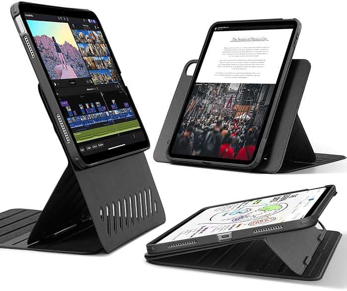 ESR for iPad A16 Case, iPad 11th/10th Generation Case (2025/2022), Removable Magnetic Cover with Pencil Charging & Storage, Adjustable Portrait/Landscape Stand, 9 Standing Angles, Shift Series, Black - Image 1